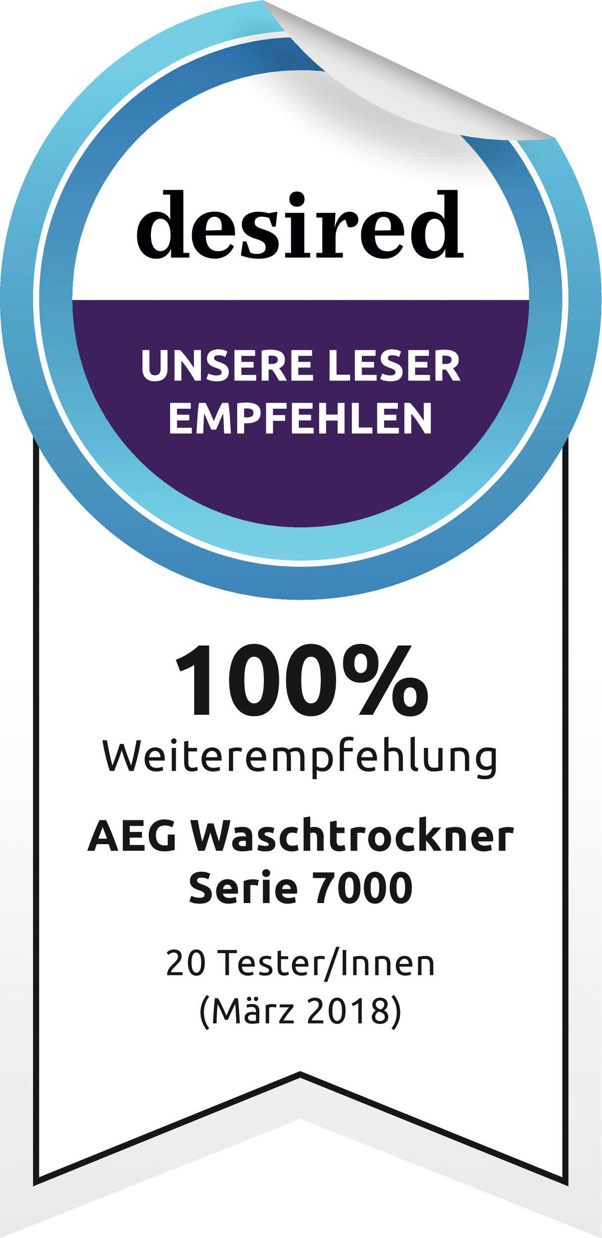 AEG Waschtrockner L7WBA60680, 8 kg, 5 kg, 1600 U/min, ProSteam - Dampf-Programm für 96 % weniger Wasserverbrauch