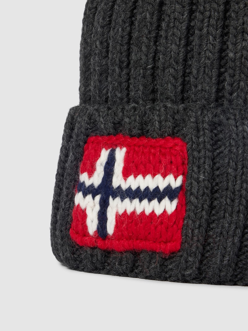 Wollmütze mit Label-Stitching Modell 'SEMIURY' in anthrazit
