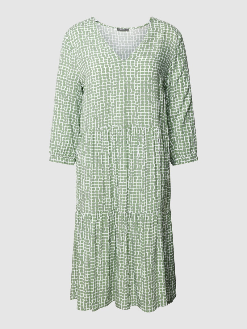 Midikleid aus Viskose mit Allover-Muster in grasgrün
