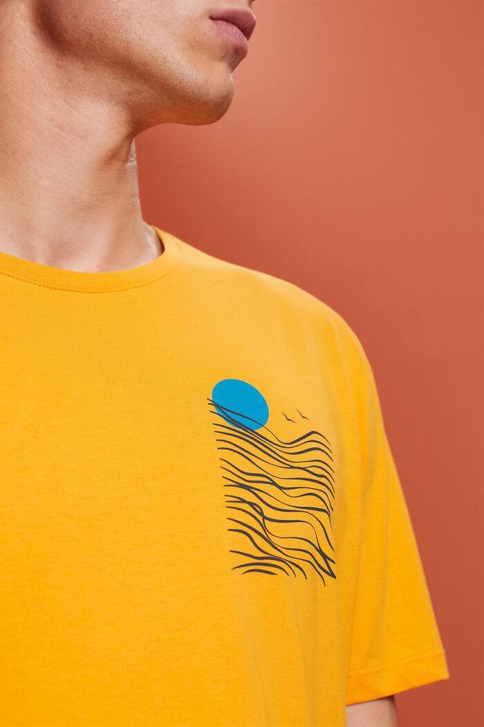 Jersey-T-Shirt mit Brust-Print, 100 % Baumwolle