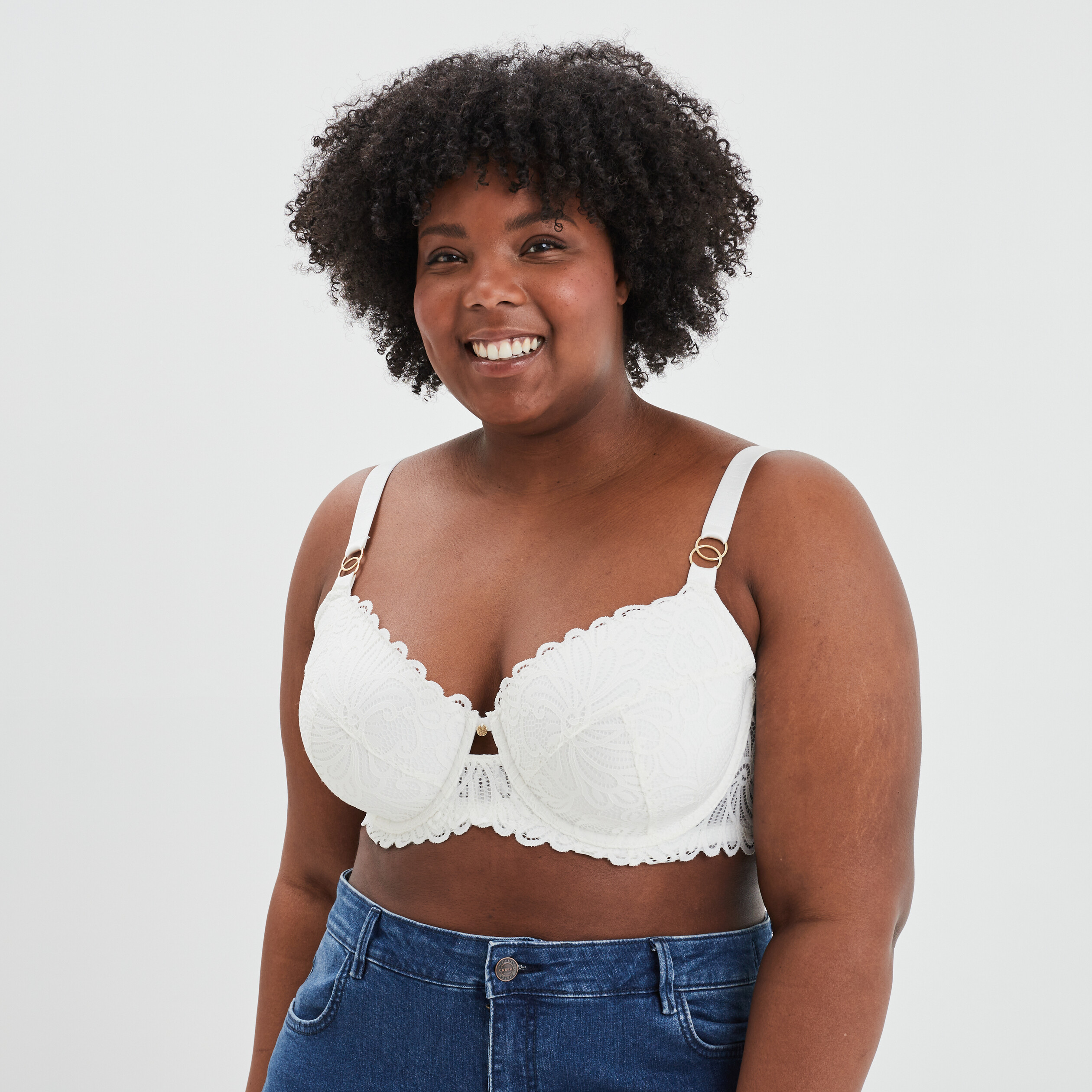 Soutien-gorge emboîtant dentelle blanc femme grande taille | La Halle