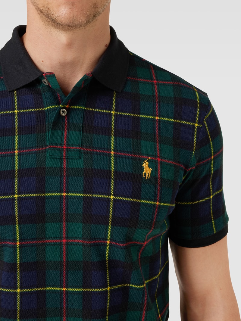 Poloshirt mit Tartan-Muster und 2-Knopfleiste in grün