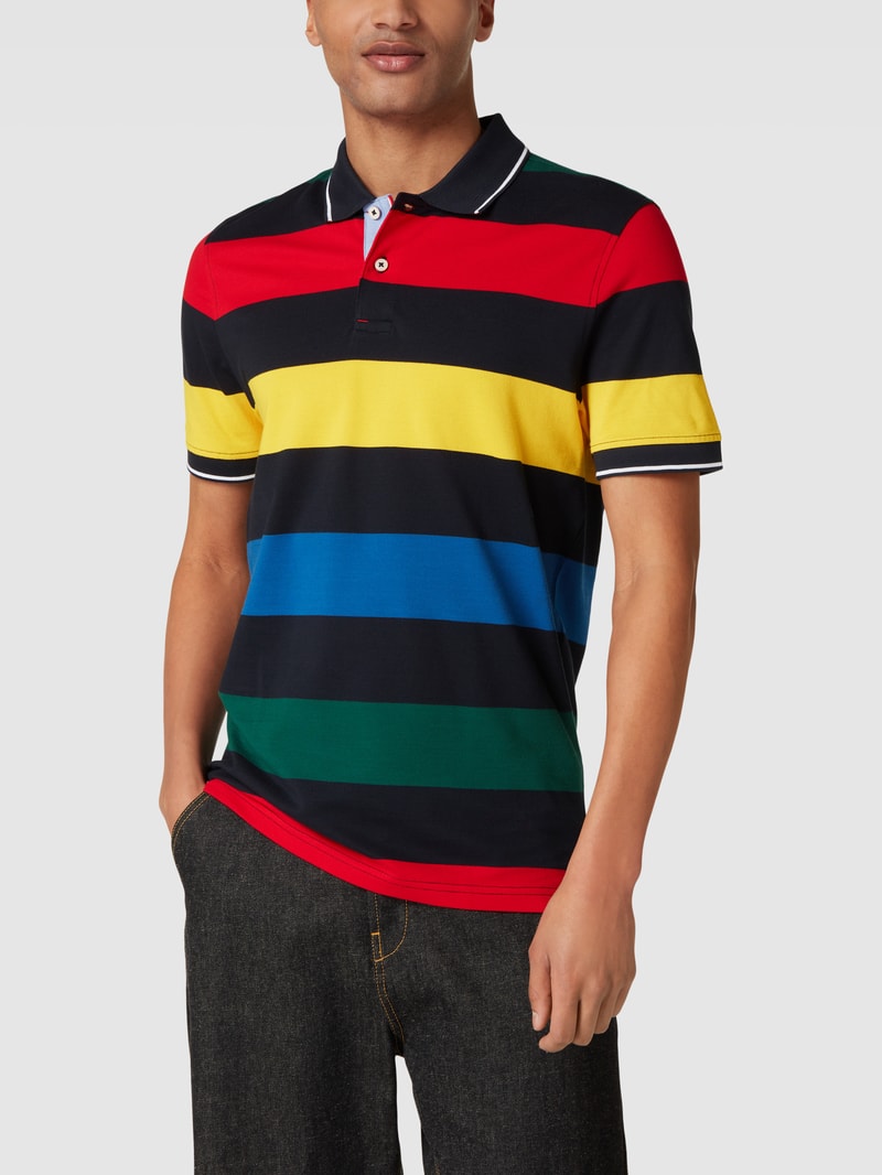 Poloshirt mit Streifenmuster in marineblau