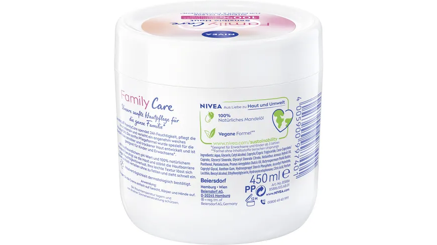 NIVEA Creme Family Care sensible Haut intensive Pflege 450 ml