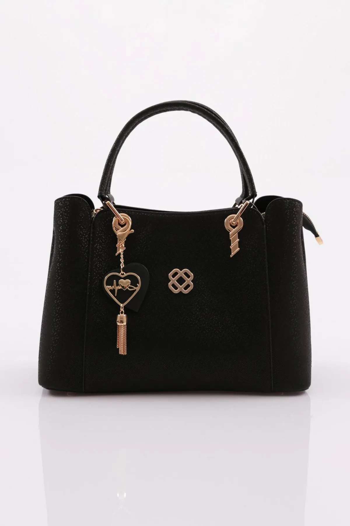 DGN  Schulter- und Handtasche für Damen Modell 3267 mit Mosaik-Motiv, Schwarz