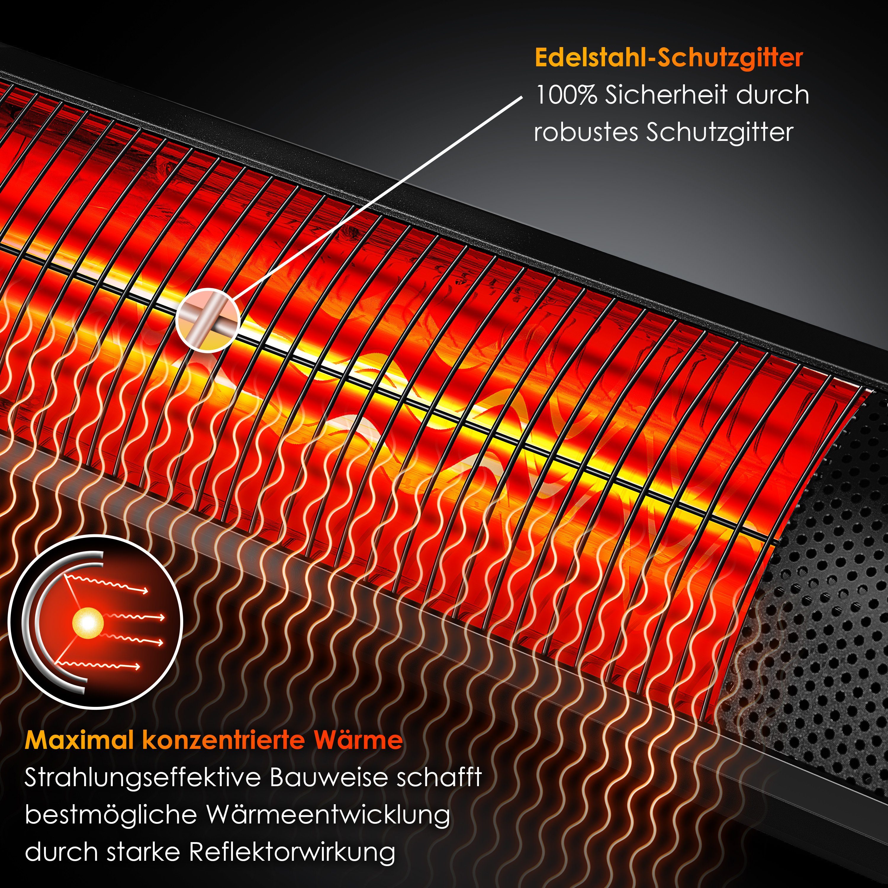KESSER Heizgerät, Infrarot Heizstrahler 3000W Heizer IR-Gastro-Bar + LED, Fernbedienung
