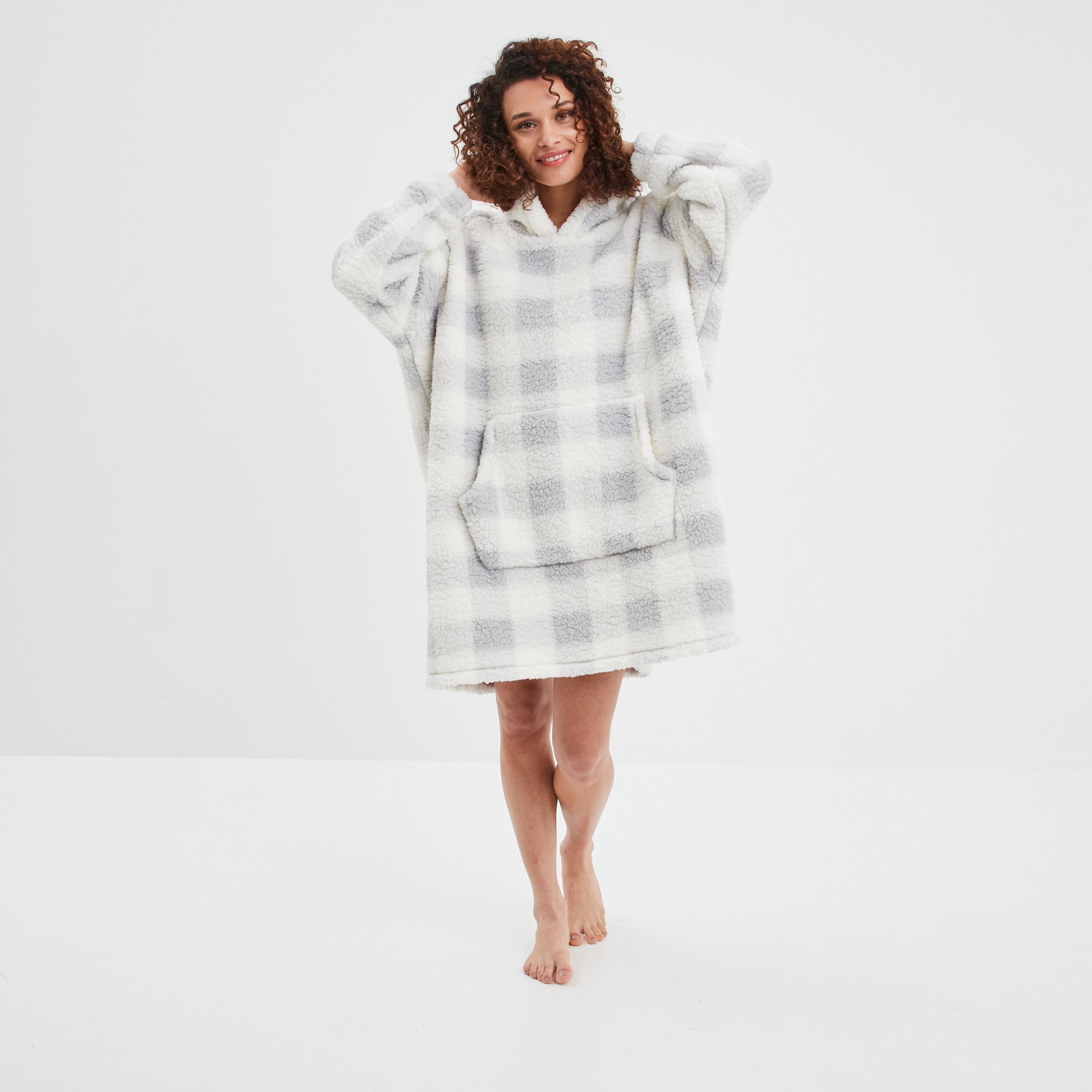 Haut de pyjama sweat long pilou ecru femme | La Halle
