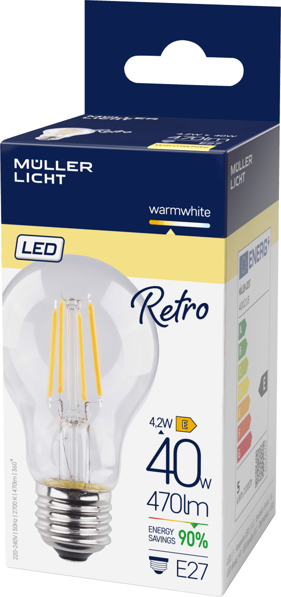 LED Birne Retro 40W 470lm E27, 1 St