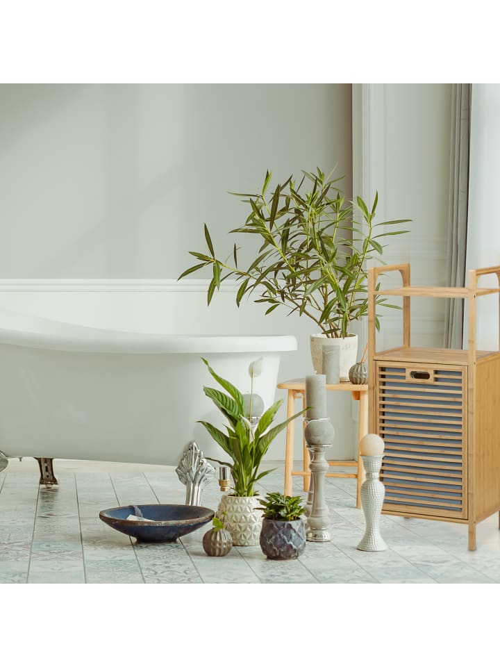 relaxdays Badregal mit Wäschekorb in Natur günstig kaufen onesize