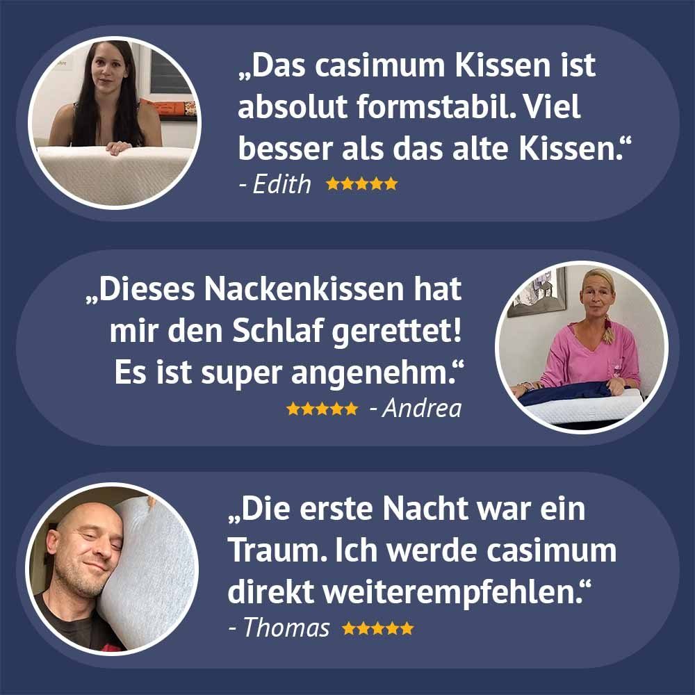 Nackenstützkissen Ergo Vario, casimum, Füllung: Memory Foam, Bezug: Grau, ergonomisches Nackenstützkissen, höhenverstellbar 60x30cm grauer Bezug