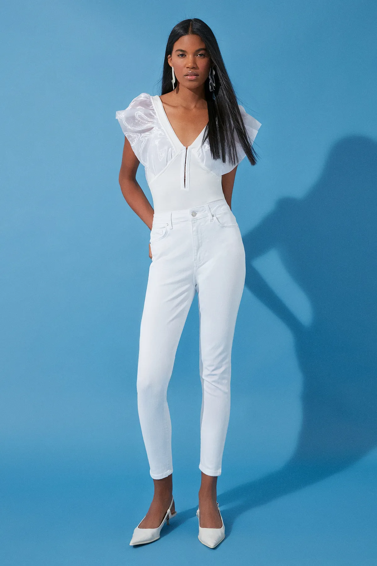 Trendyol Collection  Weiße Skinny Jeans mit hoher Taille TWOSS24JE00266