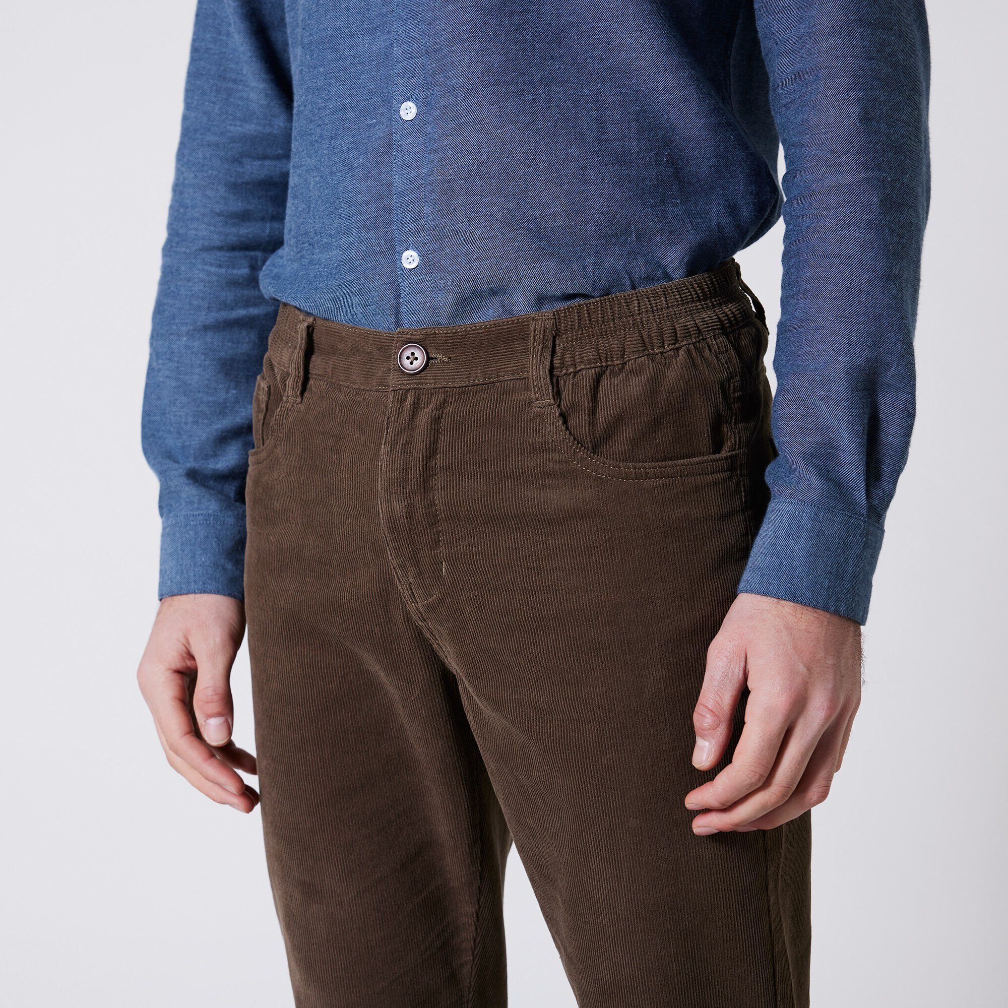Pantalon droit 5 poches velours milleraies