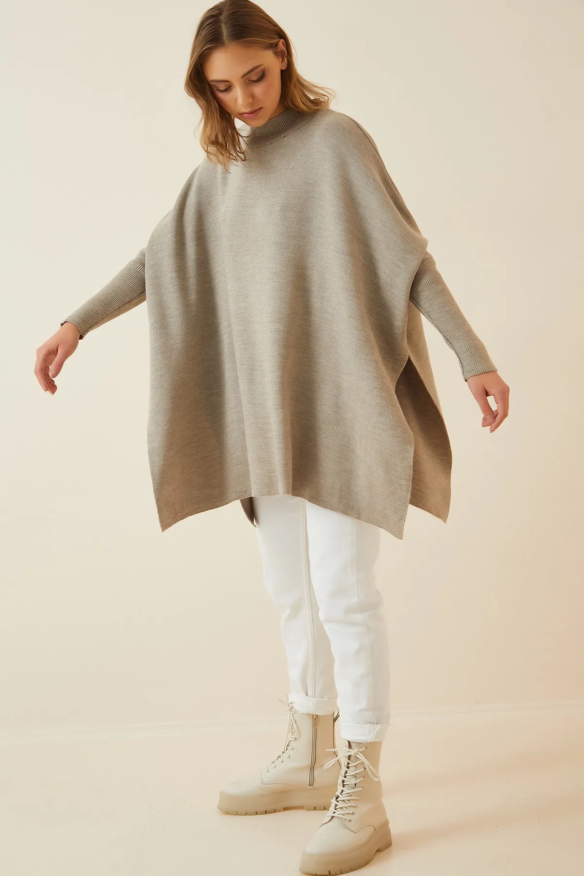 Happiness İstanbul  Pullover - Beige - Oversized