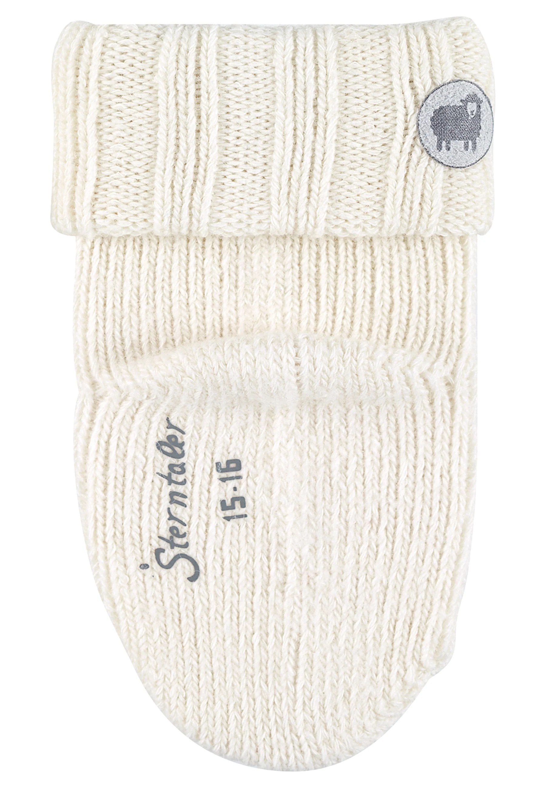 Babysocken uni, mit Wolle und Applikation Schaf