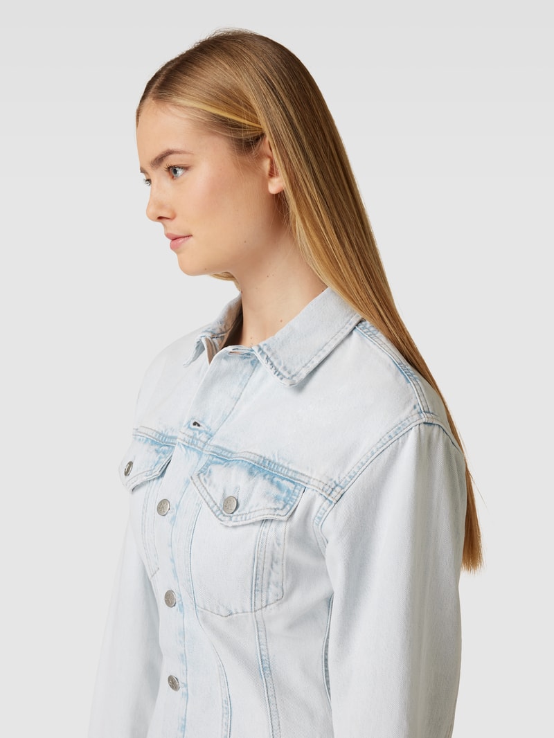 Oversized Jeansjacke in Korsett-Optik in hellblau