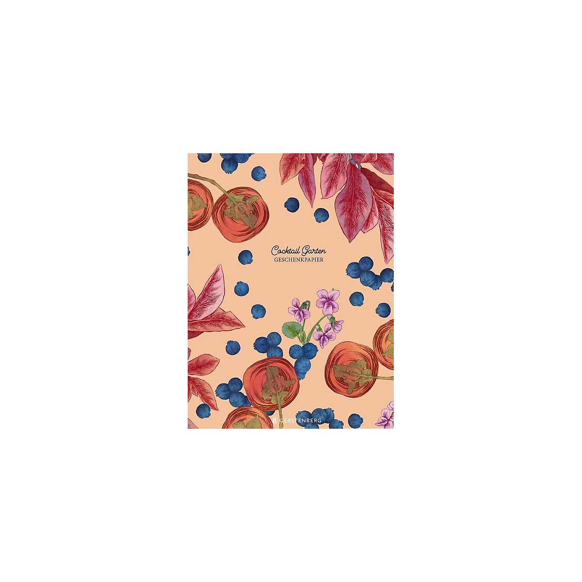 Cocktail Garten Geschenkpapier-Heft - Motiv Blaubeeren, 10 Bögen 50 x 70 cm