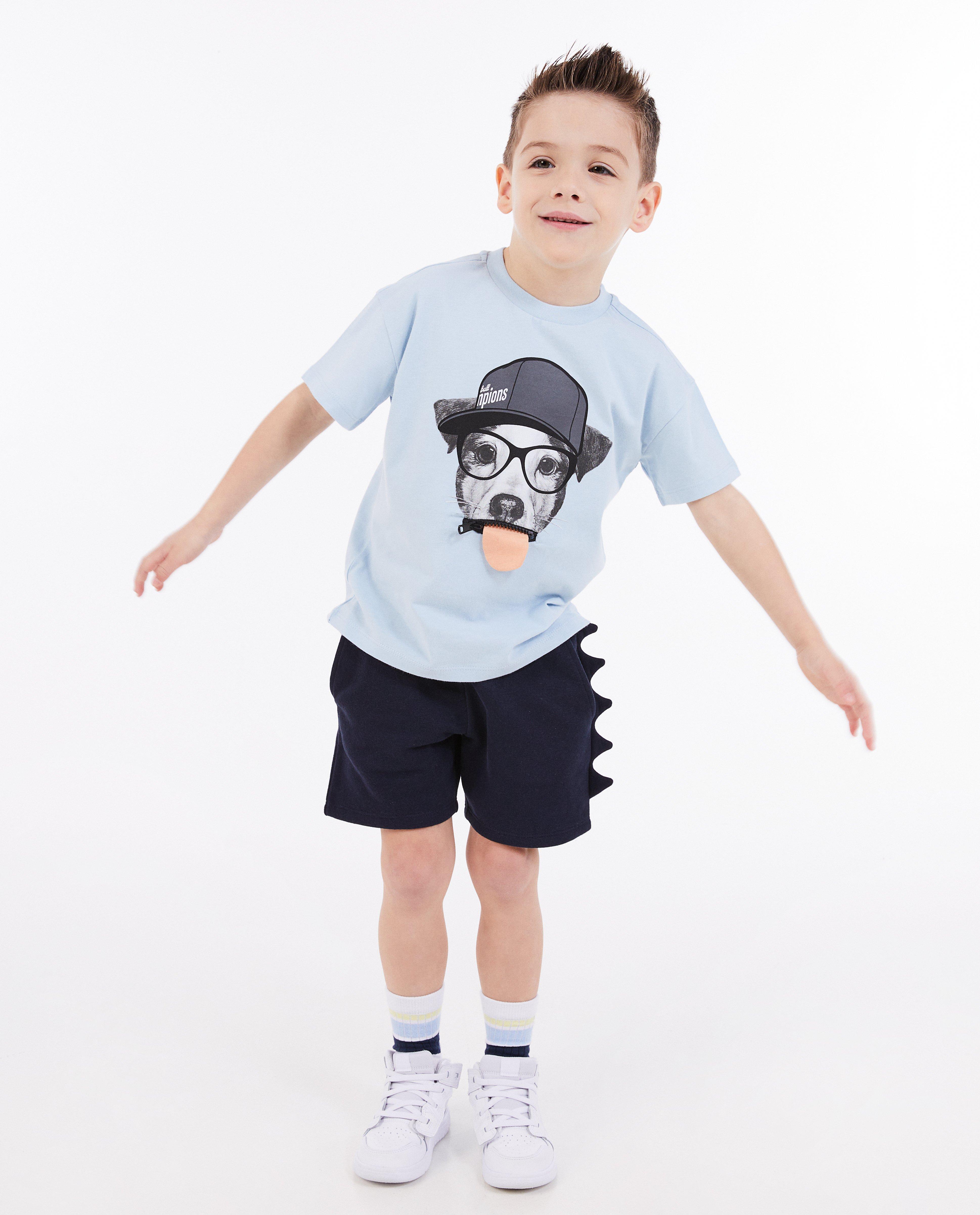 Tricou Kidz Nation cu imprimeu de câini albastru deschis