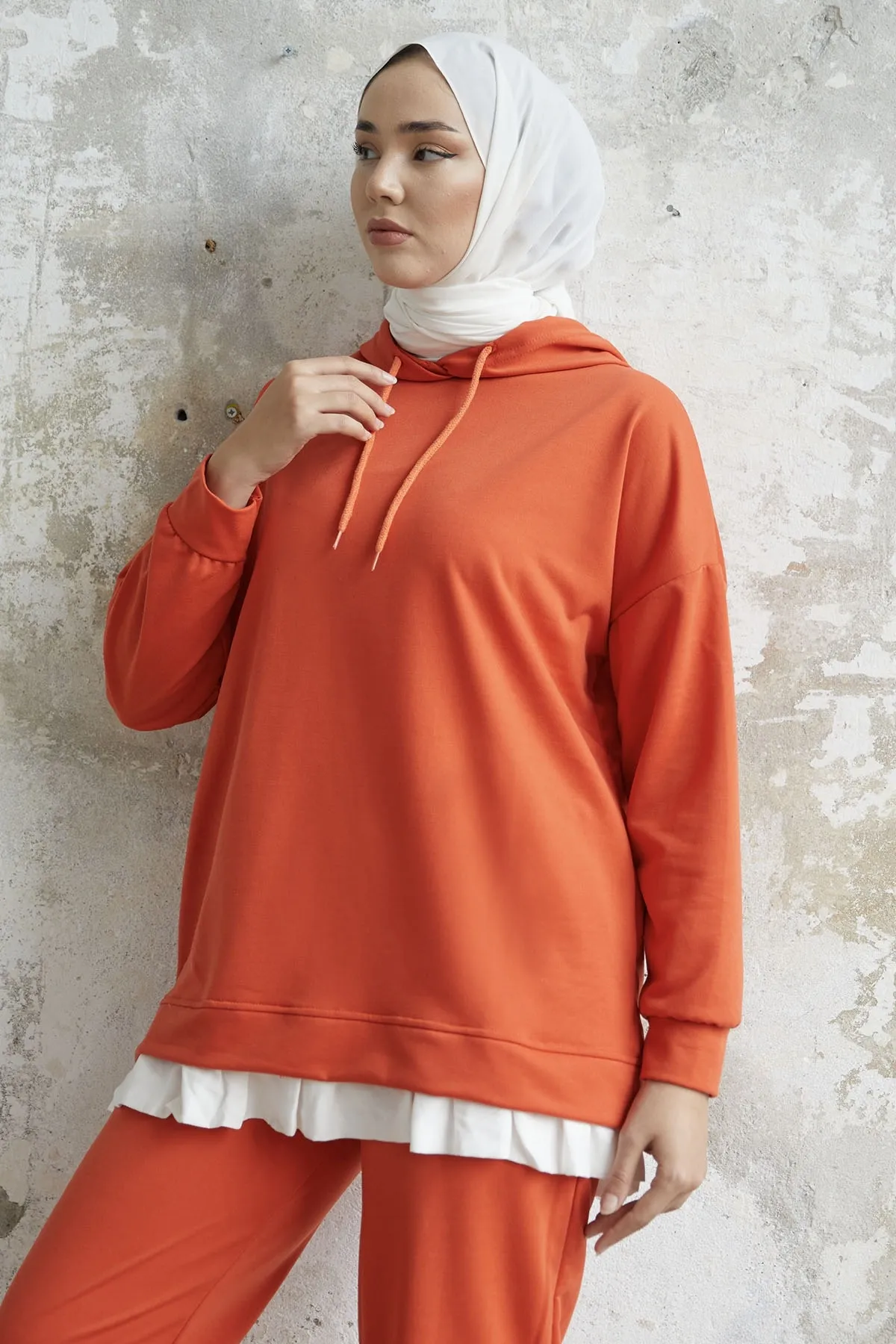 InStyle  Losya Doppelanzug mit Kapuze und seitlichen Reißverschlüssen – Orange