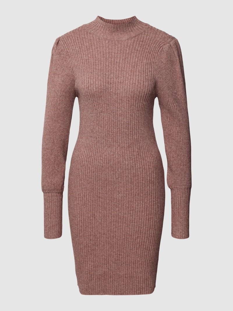 Strickkleid mit Stehkragen Modell 'KATIA' in mittelbraun