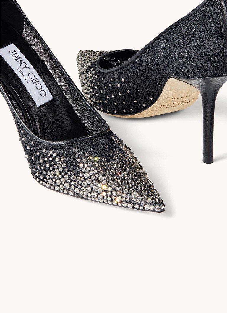 Escarpins Jimmy Choo Love 85 ornés de strass et de détails en cuir d'agneau