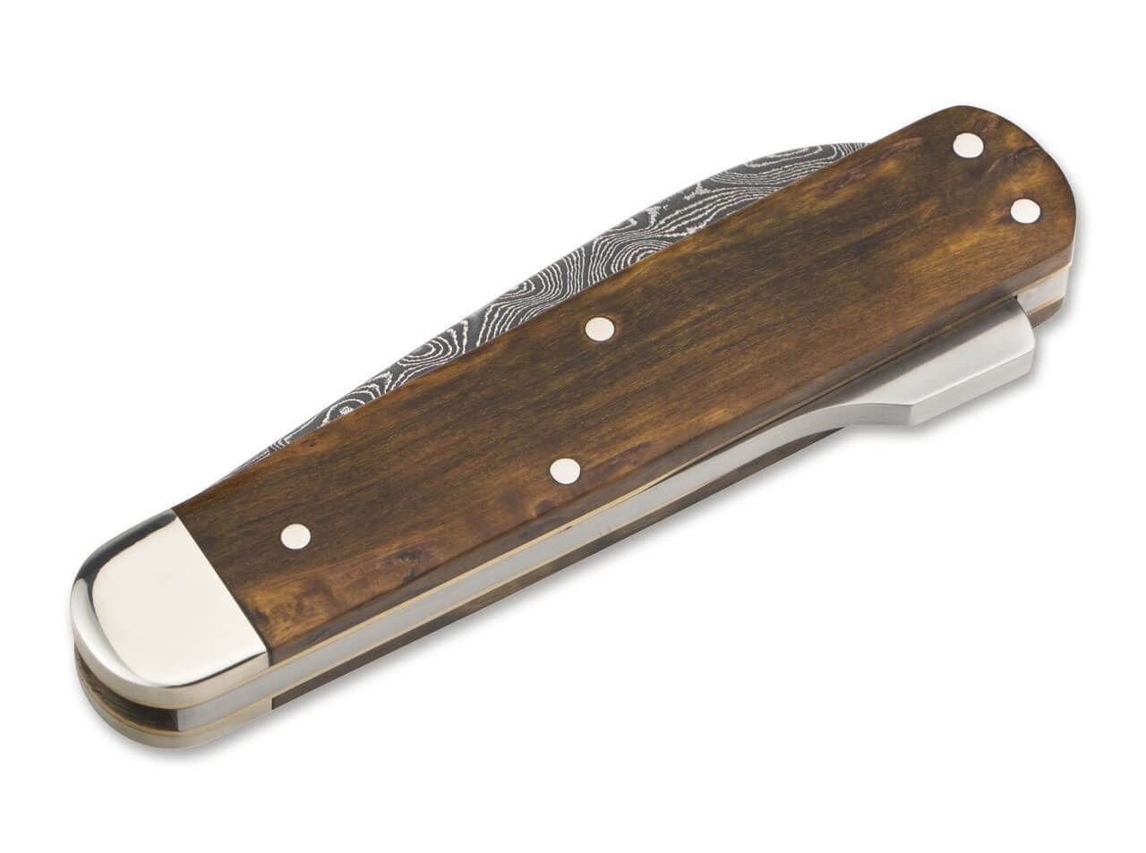 Jagdmesser Mono Damast Maserbirke Braun