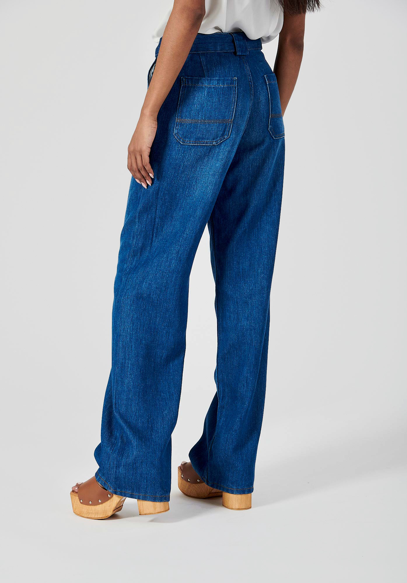 BRINA  Jean bleu taille haute femme