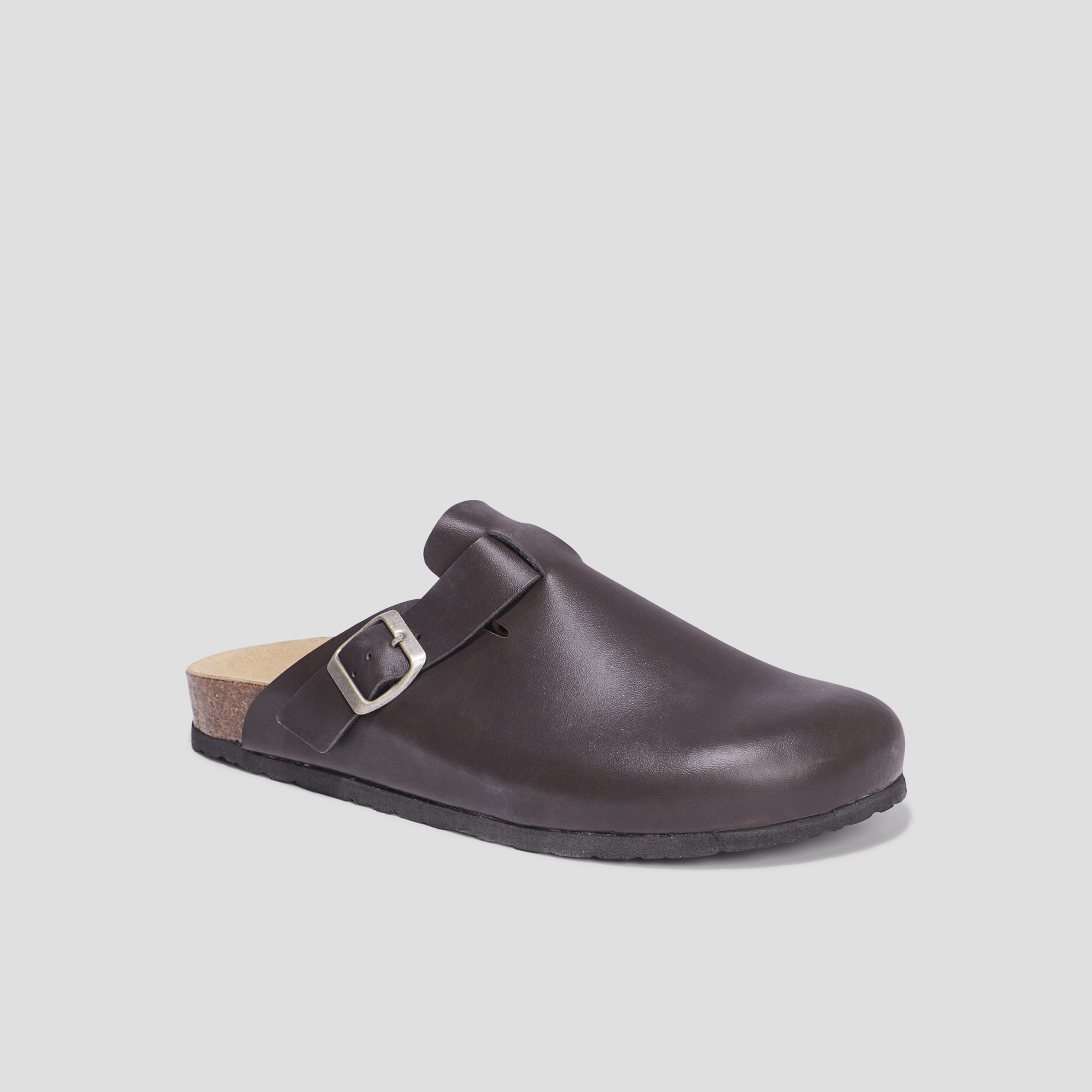 Mules plates en cuir Gabot marron homme | La Halle