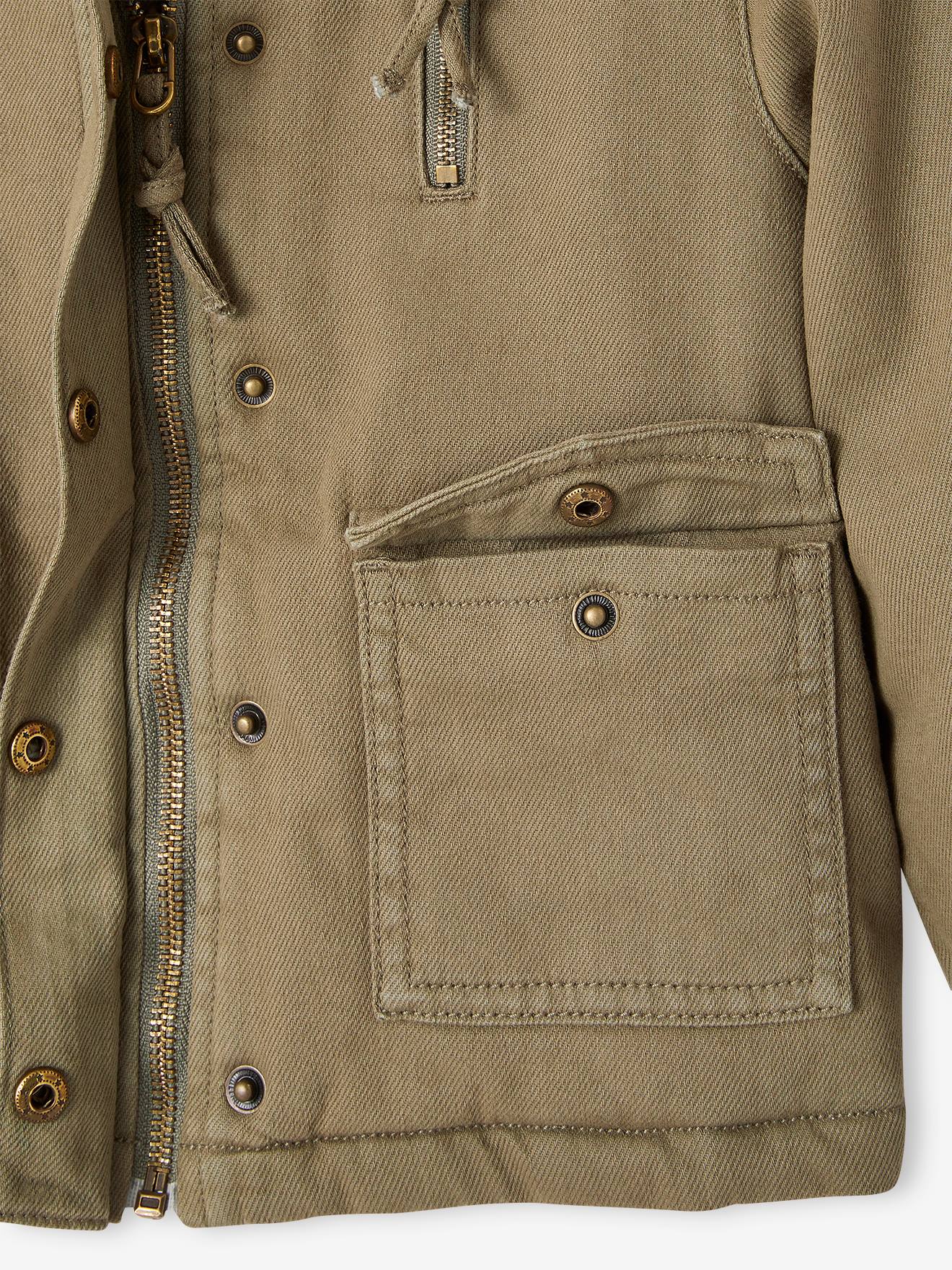 Vertbaudet Gesteppte Mädchen Jacke mit Stickerei hinten - khaki