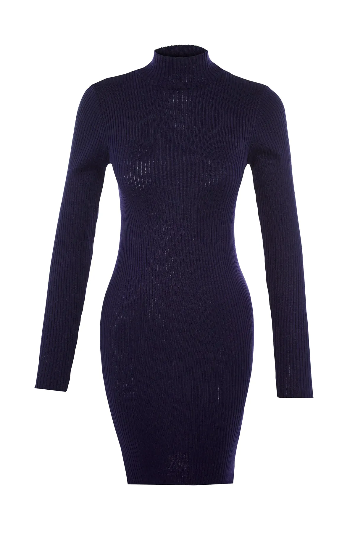 Trendyol Collection  Marineblau Marineblau Mini Strickkleid mit Stehkragen TWOAW23EL01389 Kleid TWOAW23EL01389