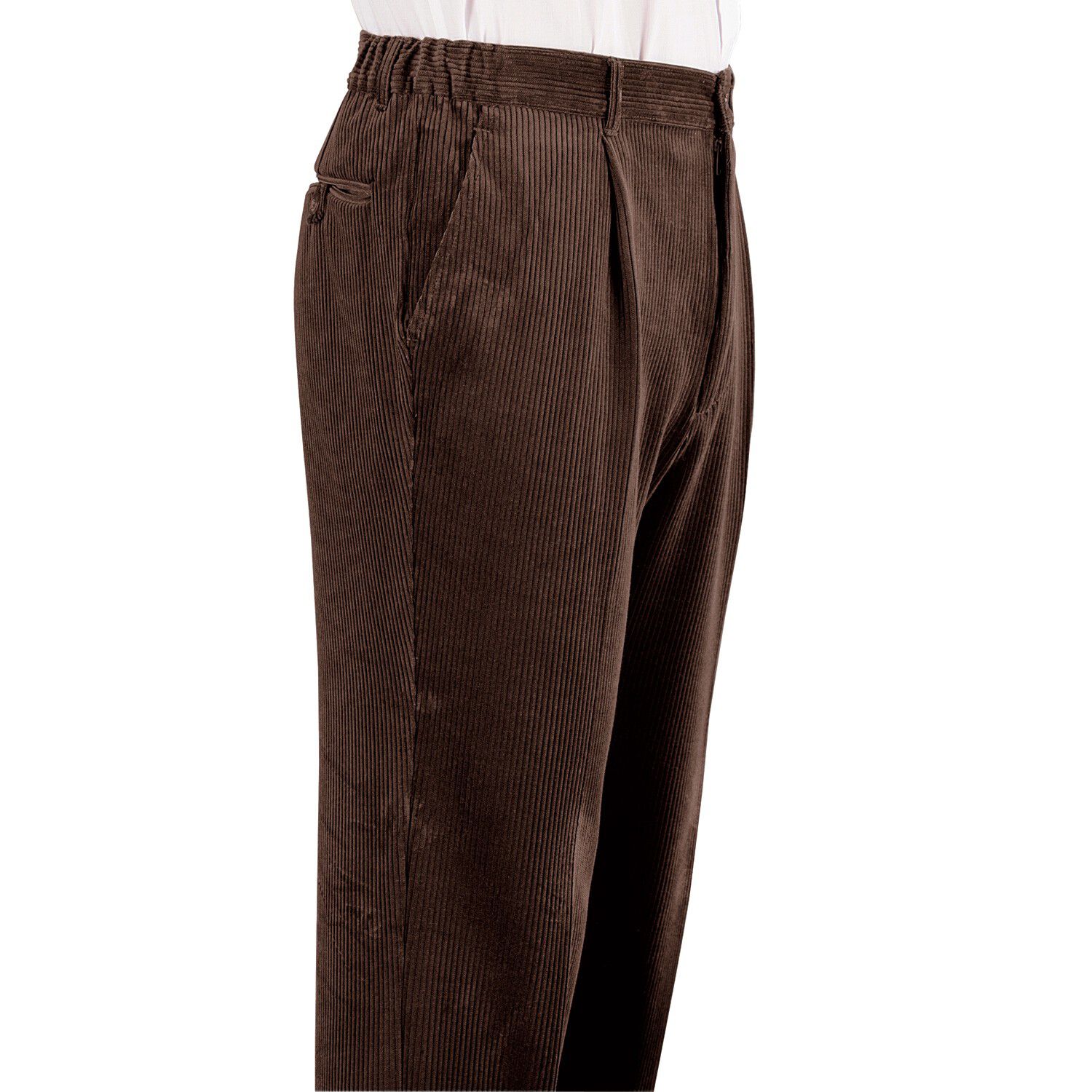 Pantalon velours taille élastiquée à pinces
