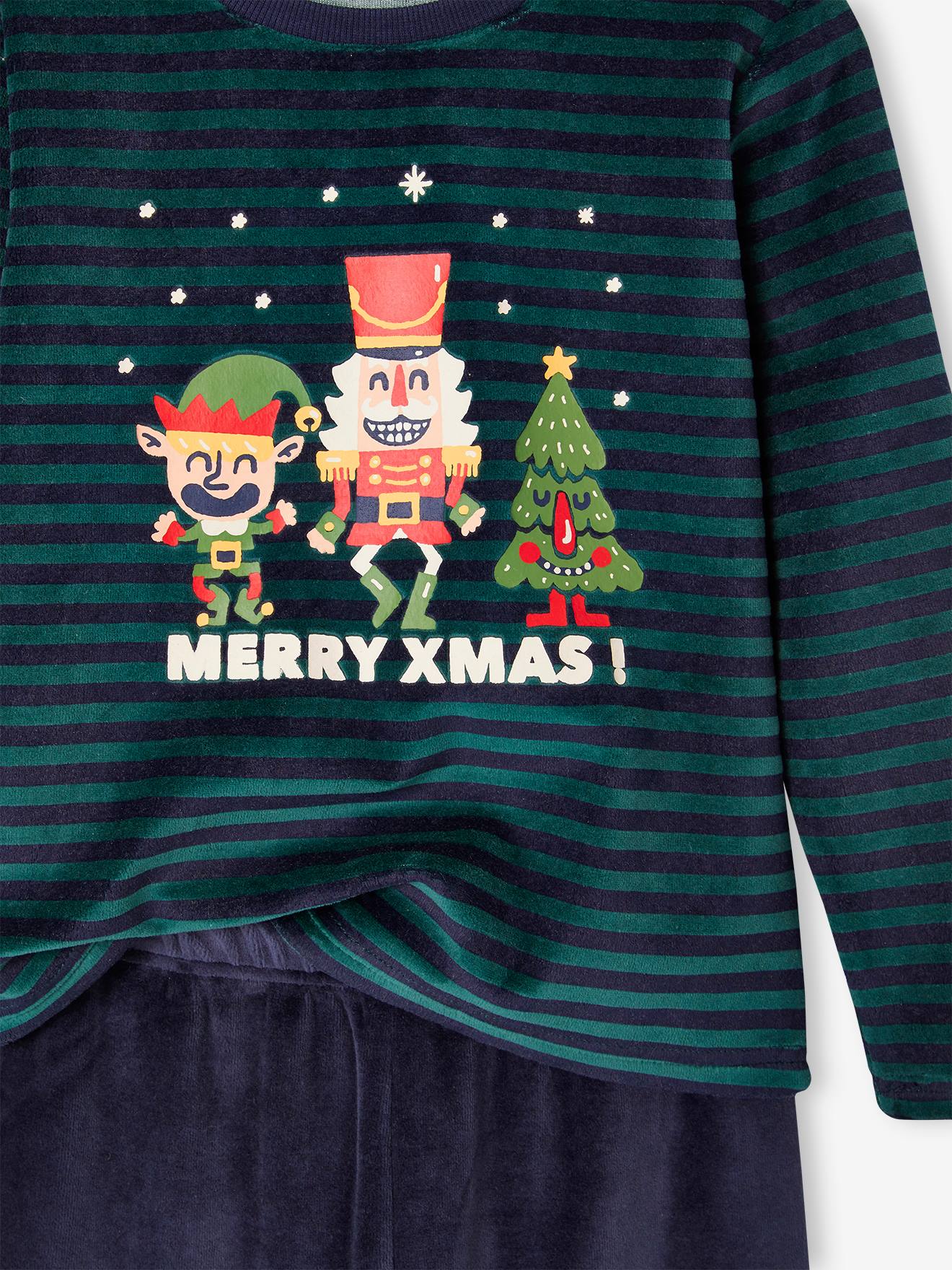 Vertbaudet Jungen Weihnachts-Schlafanzug - grün