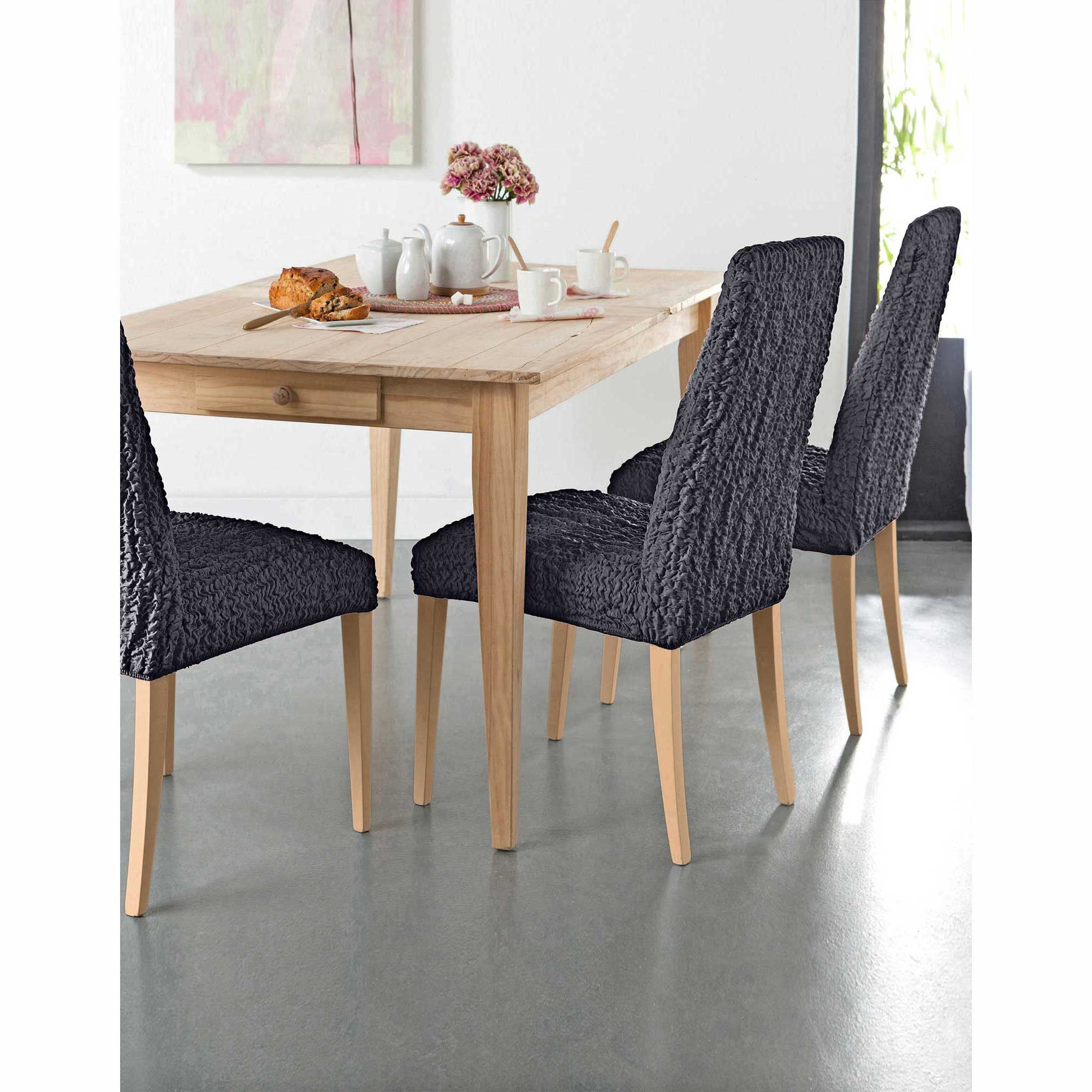 Housse chaise unie gaufrée bi-extensible
