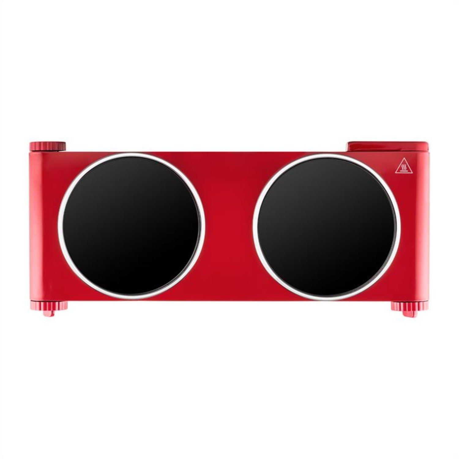 Klarstein Doppelkochplatte Captain Cook² Doppel-Kochplatte Infrarot 2400W Edelstahl rot, Kochplatte 2 Platten keramik Kochfeld Infrarot