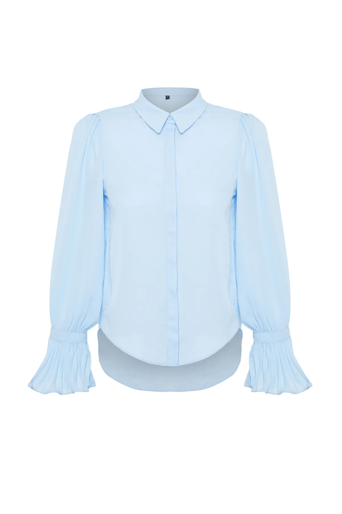 Trendyol Collection  Babyblaues gewebtes Hemd mit spanischen Ärmeln - Regular Fit TWOAW22GO0487