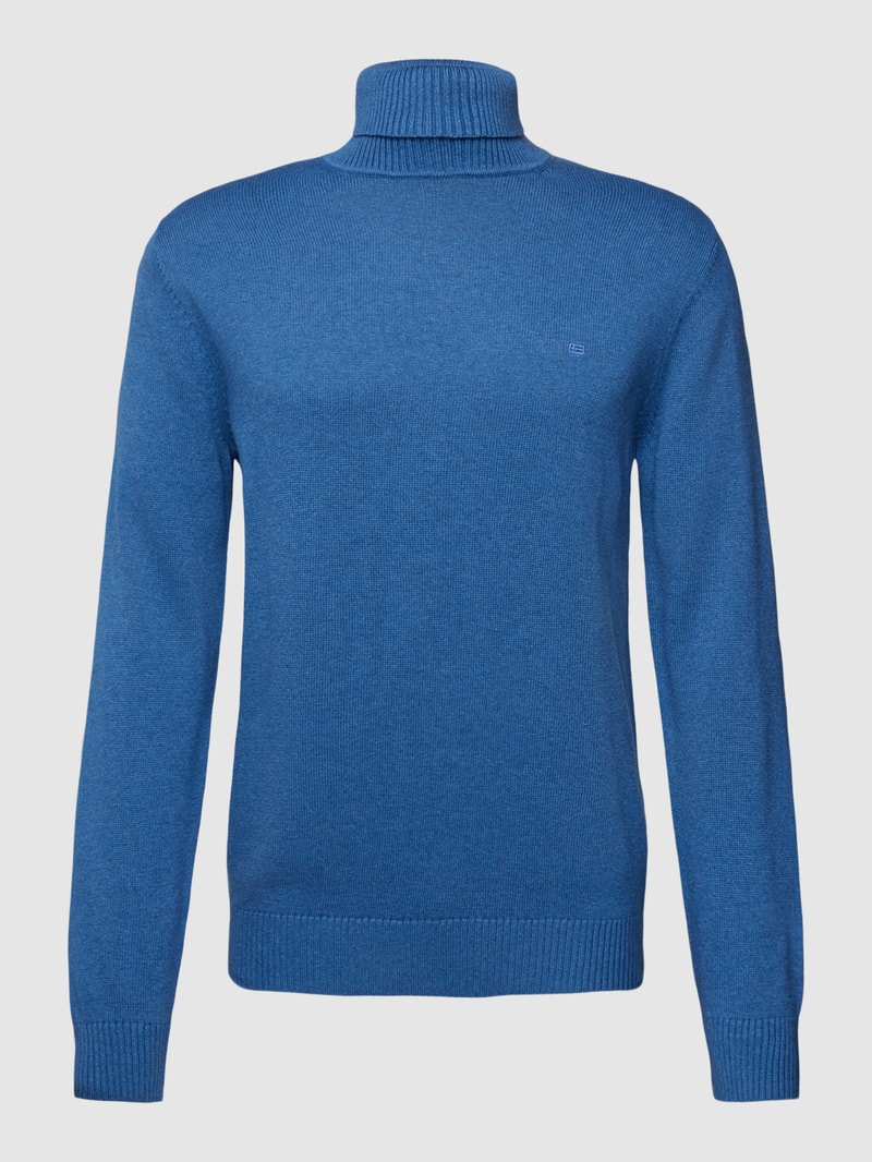 Strickpullover mit Rollkragen in jeans meliert