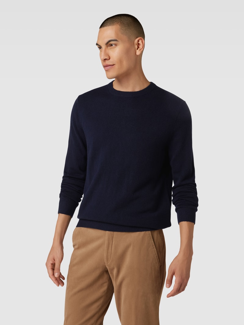 Strickpullover aus Kaschmir mit Rundhalsausschnitt in marineblau