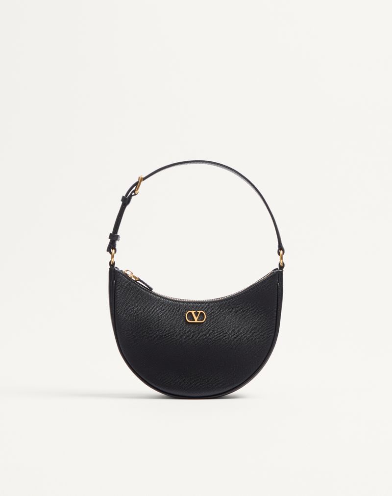 Bolsa Mini Hobo Assinatura VLogo em pele de bezerro granulada