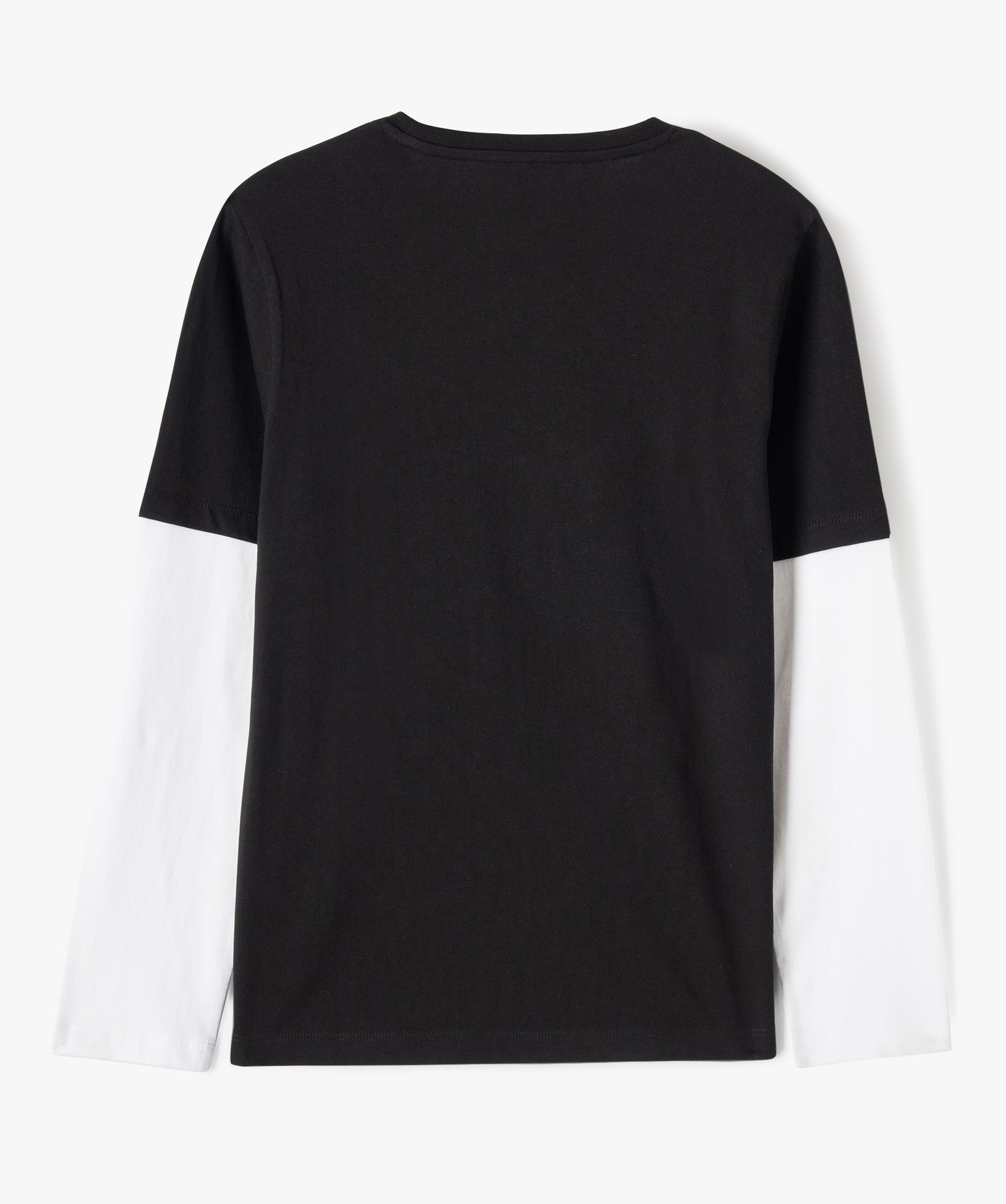 Tee-shirt à manches longues effet 2 en 1 Garçon noir | GEMO