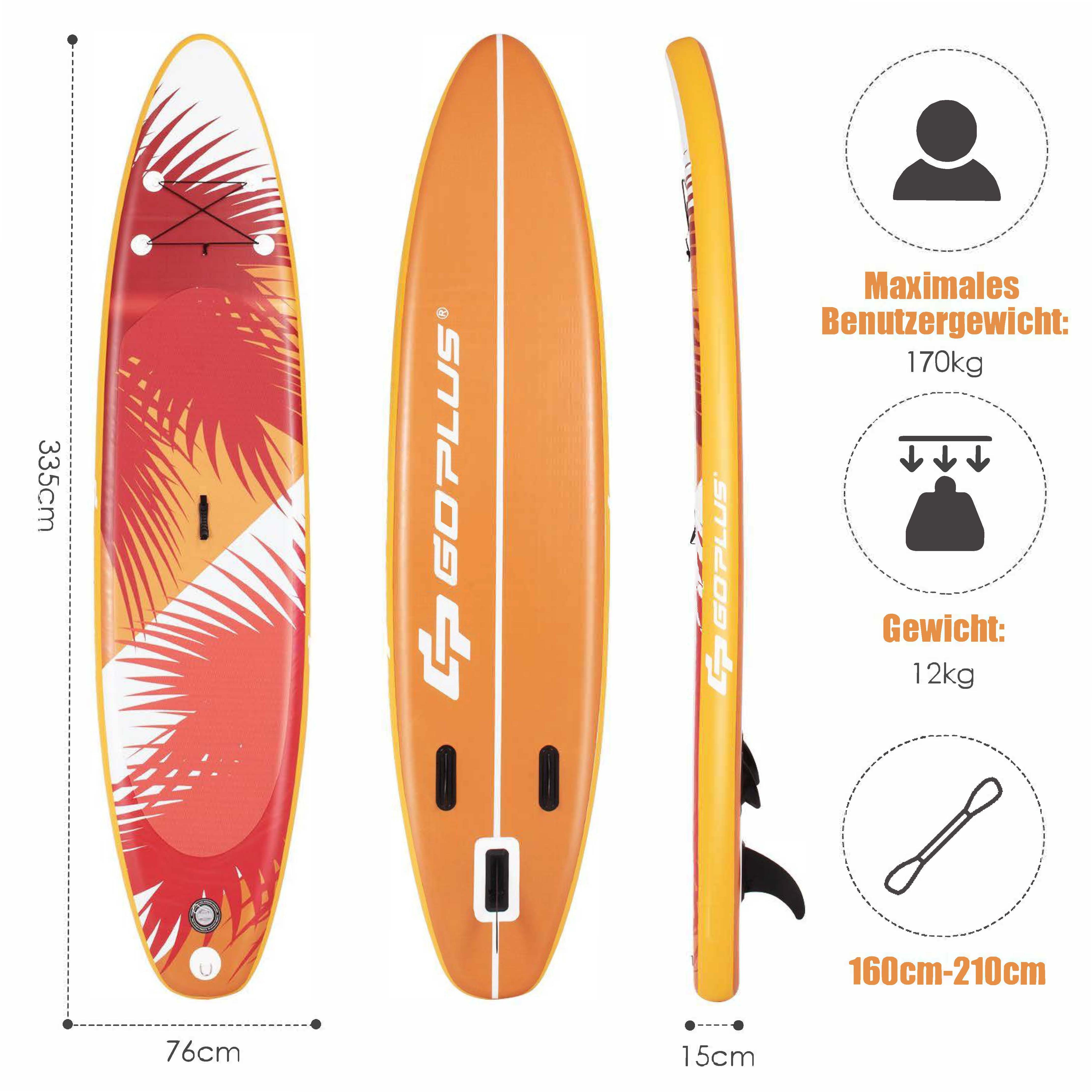 COSTWAY SUP-Board Stand Up Paddle Board, 325cm bis 170kg, mit Pumpe