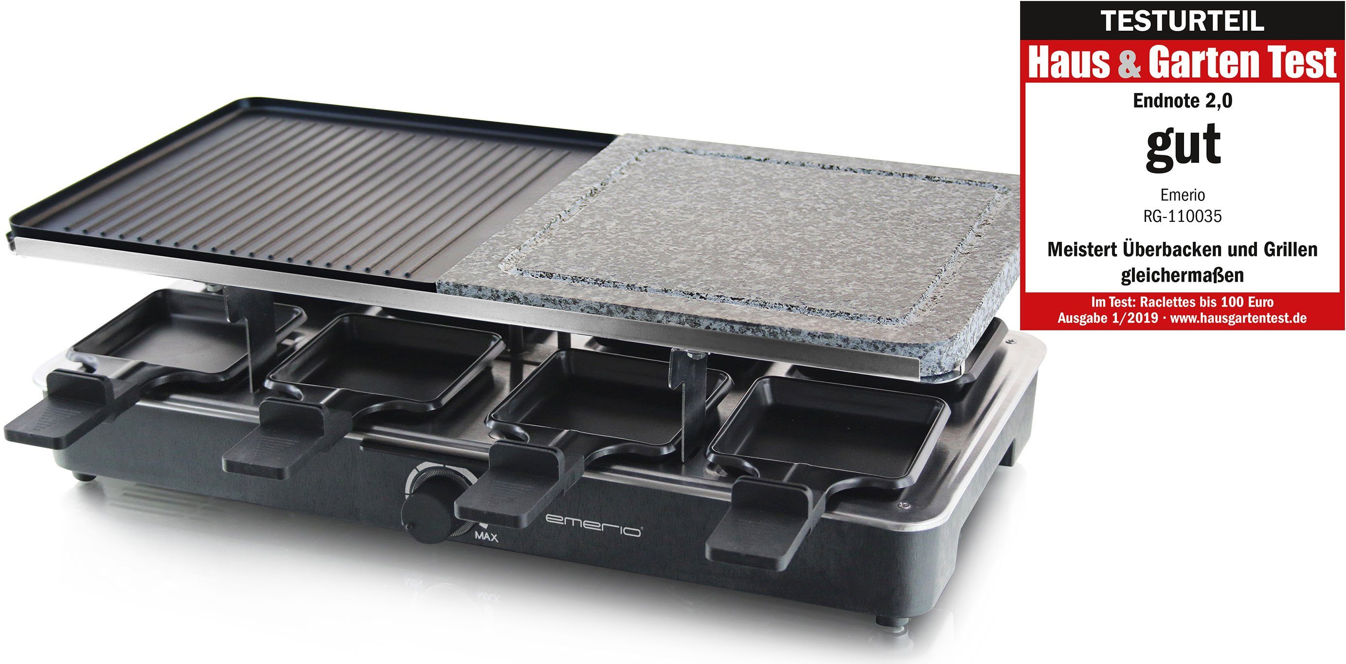 Emerio Raclette RG-110035, 8 Raclettepfännchen, 1400 W