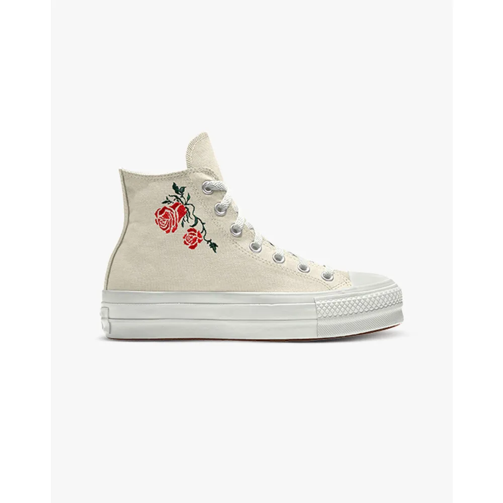 Converse Custom Chuck Taylor All Star Lift Platform Embroidery By You A03766CHO23_EGRET_ROSE_GR / weiss