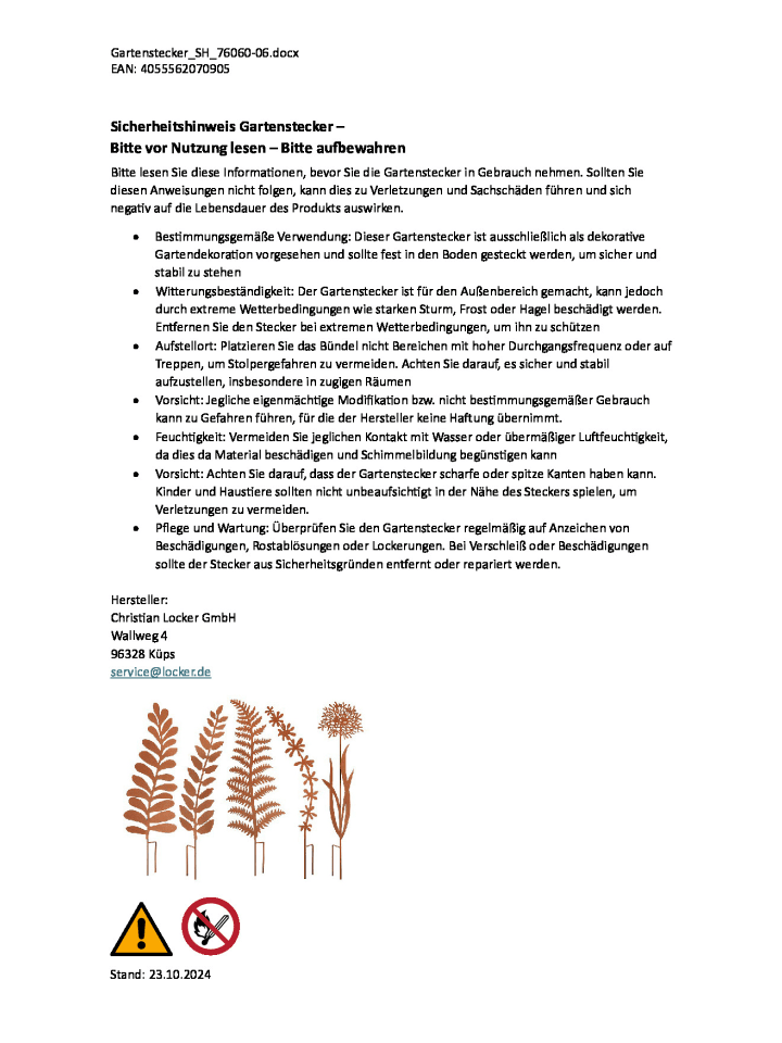 kobolo 5tlg. Set Gartendekoration ROSTGRESS5 in Braun günstig kaufen onesize
