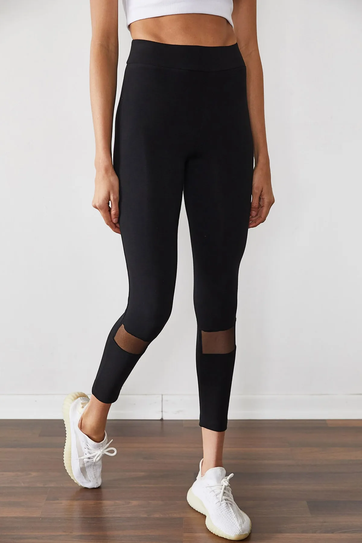 XHAN  Damen-Leggings aus schwarzem Tüll mit hoher Taille, 1KZK5-11399-02