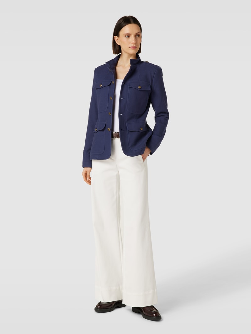 Blazer mit Pattentaschen und Knopfleiste in marineblau