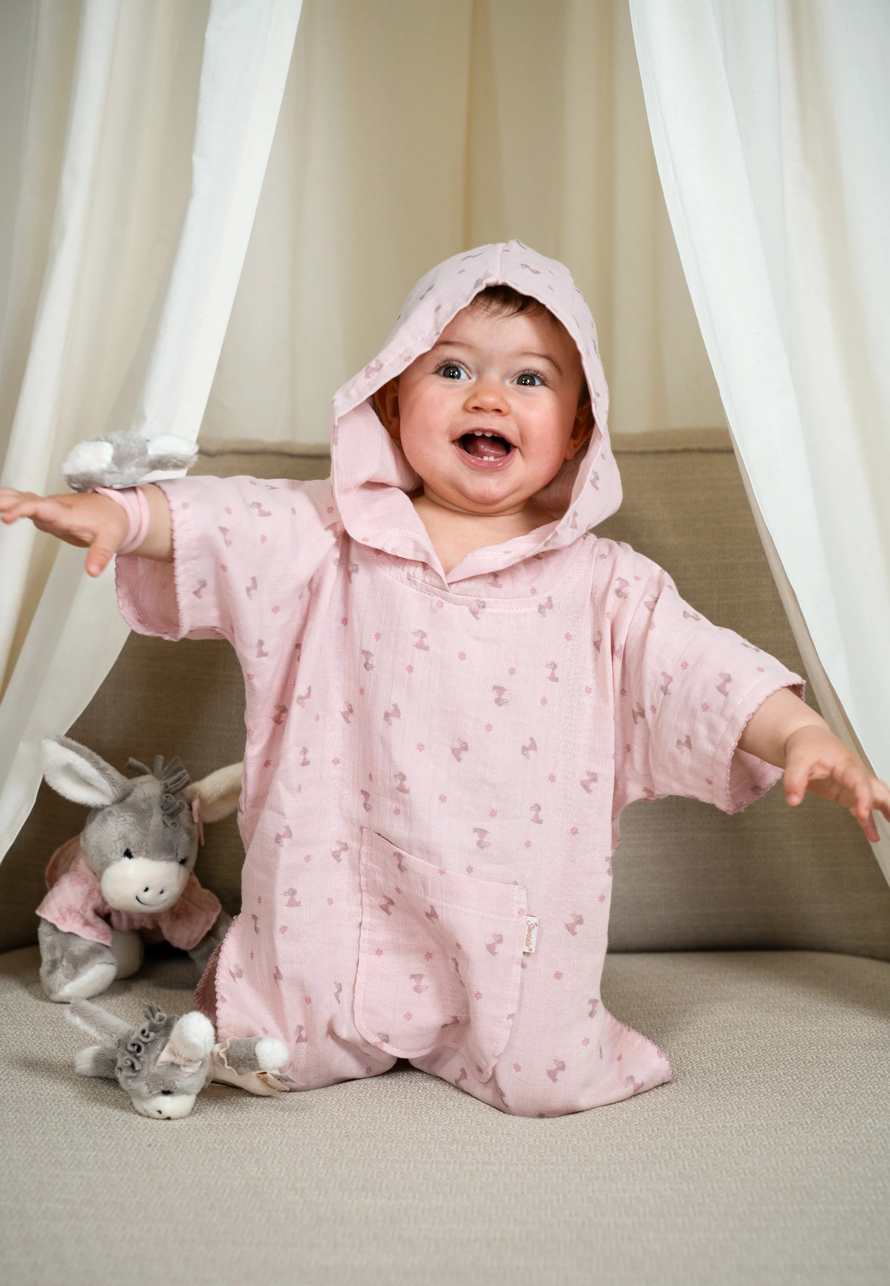 Badeponcho Musselin Esel Emmi Girl in rosa
