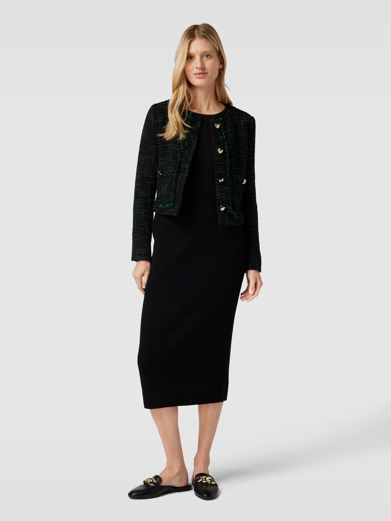 Blazer mit Rundhalsausschnitt Modell 'ISOSCELE' in schwarz