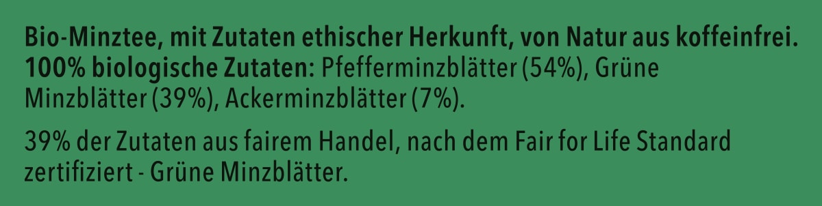 Kräutertee \Drei Minze\ mit Pfefferminze, Grüner Minze, Ackerminze (20 Beutel), 32 g