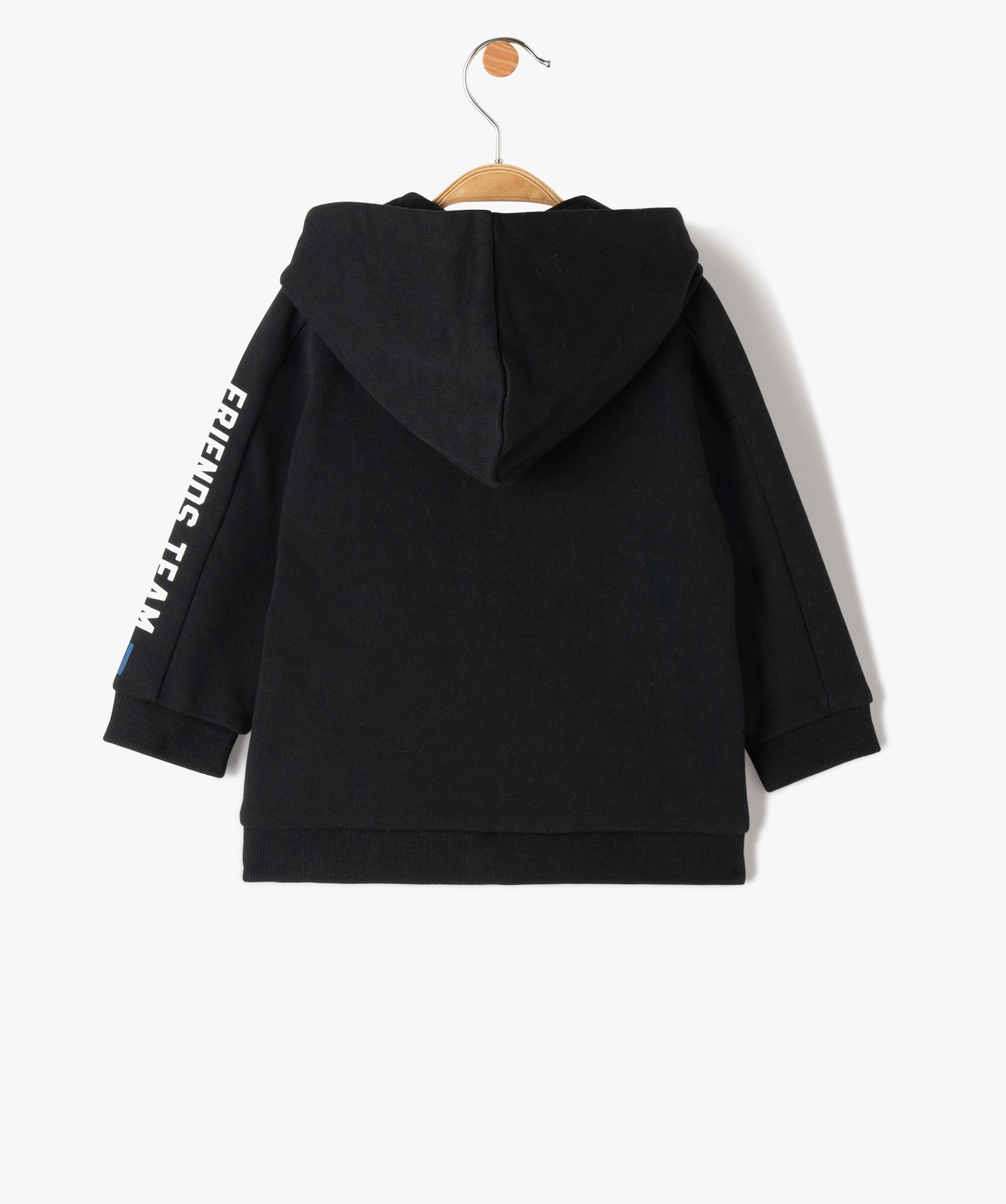 Sweat bébé Garçon zippé à capuche en molleton doux noir | GEMO