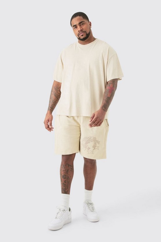 Plus Oversize T-Shirt mit Dream Worldwide Print