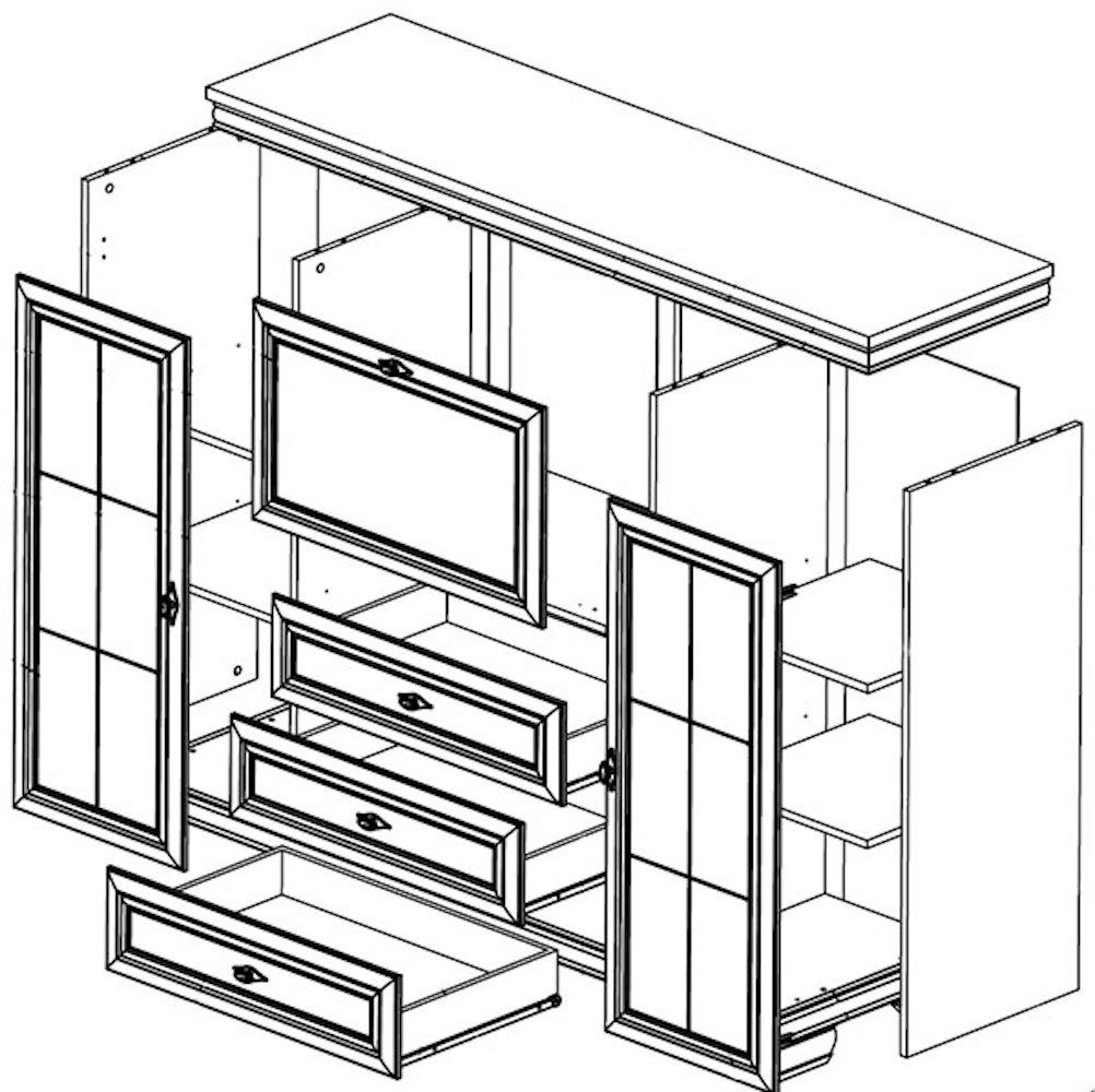 Feldmann-Wohnen Highboard Kora, 158cm 3-türig mit 3 Schubkästen andersen pinie rustikal